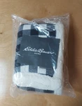 Eddie Bauer Cotton Reversible Throw Blanket - 50" X 60" Plaid Black And White. Fixed Price $11.00.