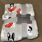 Berkshire Full Queen Blanket Winter Snowflakes Boston Terrier French Bulldog New. Fixed Price $40.00.
