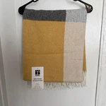 Texteis Penedo Throw Blanket Gray Yellow White 50"X70" Portugal 50% Blend, Nwt. Fixed Price $39.99.