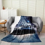 Racing Car Blanket Twin 60X80,BLUE Cool Race Throw For Boys Girls.... Fixed Price $44.01.