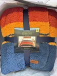 Pendleton Sherpa Fleece Serape Stripe Blue Queen Size Blanket New 98X92. Fixed Price $84.00.