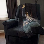 Donna Sharp Moonlit Cabin Quilted Throw Blanket Wall Cotton 50" X 60" Lodge Blue. Fixed Price $87.95.