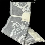 Nicole Miller Artelier Gray Ivory Butterfly Chenille Throw Blanket 50X70" Fringe. Fixed Price $50.39.