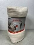 Sunbeam Off White/cream Microplush Softer Heated Throw. Size 50 In. X 60 New. Fixed Price $49.95.