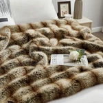 Cozy Luxury Faux Fur Throw Blanket 50" 60" - Stylish Animal Print Design. Fixed Price $149.99.