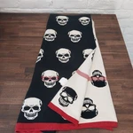 Mortar & Bone Skull Throw Blanket Black White Red Metallic 64" X 52" Reversible. Fixed Price $39.39.