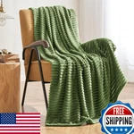 Miulee Moss Green Throw Blanket 3D Ribbed Jacquard Fleece Flannel Velvet Plush. Fixed Price $40.48.