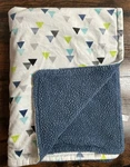 Hb Hudson Baby Blanket White Blue Sherpa Triangles Geometric 40 X30. Fixed Price $16.07.