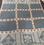 Vintage Ibena Throw Blanket Cotton Acrylic Aztec Fleece Blue Cabin Core 54X 74. Fixed Price $38.71.
