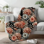 Peach Floral Throw Blanket King Size Soft Elegant Bedroom Decor. Fixed Price $80.00.
