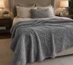 Pottery Barn Cozy Teddy Faux Fur Throw Blanket Oversized 60" 80" Cloud. Fixed Price $87.00.