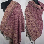 Purple Yak Wool Shawl Large Thick Soft Warm Throw Tibet Handmade Reversible Wrap. Fixed Price $55.00.