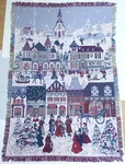 Christmas Town Tapestry Throw Blanket 72 X 50 Street Scene Carolers Afghan Guc. Fixed Price $42.95.