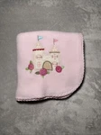 Just Born Pink Fleece Baby Blanket Castle Roses Stitched Edge Trim Lovey 30"X40". Fixed Price $14.00.