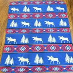 Southwest Moose Tree Fleece Throw Blanket Blue Red Cabin Lodge Rustic 50X60. Fixed Price $16.99.