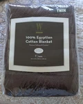 Wamsutta 100% Egyptian Cotton Blanket Woven Brown Twin Size 66X90 Textured Euc. Fixed Price $80.00.