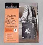 Cuddl Duds Heated Plush To Sherpa Throw Blanket Gray With White Snowflakes. Fixed Price $54.95.
