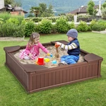 Costway Kids Outdoor Sandbox Large Hdpe Children Sandpit With Oxford Cover Brown. Fixed Price $99.99.