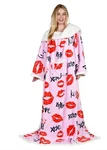 Catalonia Kiss Lips Sherpa Wearable Blanket With Sleeves Arms, Comfy Sleeved Tv. Fixed Price $39.95.
