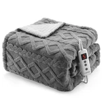 Caromio Heated Throw Blanket - Thick Tufted Sherpa 50"X60", Grey. Fixed Price $64.17.