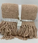 Pottery Barn Textured Basketweave Knit Throw Blanket Blush 50" 60" #T1056. Fixed Price $88.56.