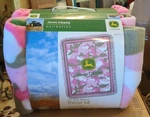 New No Sew Throw Diy Blanket Kit Fleece Finish 43" X 55" John Deere Pink Camo. Fixed Price $40.00.