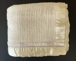 Vintage Jc Penny King Size Acrylic Thermal Blanket Lace Trim Satin Binding. Fixed Price $38.00.