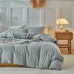 Dushow Washed Cotton Gingham Duvet Cover Queen Green Plaid Checkered Bedding .... Fixed Price $81.31.