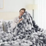 Bubble Fleece Couch, Faux Rabbit Fur Throw Blanket, Black Friday Deals. Fixed Price $45.99.