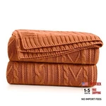 Aormenzy Cable Knit Throw Blankets For Couch Bed 50" X 60", Rust Orange. Fixed Price $38.27.