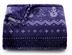 Navy Fairisle Snowmen Soft Plush Throw Blanket 5' X 6 - The Big One. Fixed Price $22.95.