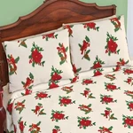 Holiday Themed Bedding Cardinals And Poinsettias Fleece Pillow Sham. Fixed Price $12.99.