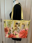 St. John Yellow & Pink Floral Print Leather Large Shoulder Tote Bag. Fixed Price $197.25.