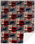 Inc. Lake House Rustic Cabin Sherpa Fleece Large Throw Blanket, 54" X 68", Blu. Fixed Price $48.43.