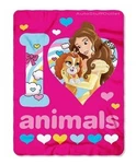 Disney Princess Palace Pets Fleece Throw Blanket 45" X 60" "i Love Animals" Warm. Fixed Price $18.95.