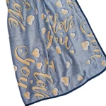 60X80 Oversized Fleece Throw Blanket "i Love You" Blue And Yellow With Hearts. Fixed Price $8.99.