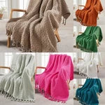 Hst Chunky Knit Throw Blanket Basket Weave Boho Tassel Soft Cozy Couch Bed Sofa. Fixed Price $41.39.