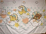 Vtg Riegel Morgan Teddy Beddy Bear Clouds Hearts Moons Stars Flannel Blanket. Fixed Price $29.99.