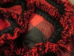 Oversize Reversible Plush Sherpa Throw Blanket Red Crochet Super Ruffle. Fixed Price $74.00.