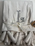 Mud Pie White Initial Throw Blanket Gray Embroidered Monogram Tassel Nwt. Fixed Price $35.00.