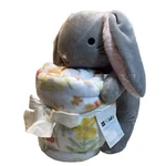 Kohls Big One Gray Bunny Buddy & Throw Blanket 50X60 Floral Flower Nwt. Fixed Price $25.00.
