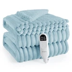 Bedsure Twin Electric Heated Blanket 62X84 Light Blue Flannel 6-HEAT 10-TIMER. Fixed Price $98.79.
