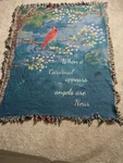 Manual Woodworkers & Weavers "when Cardinal Appears" Tapestry Throw Blanket. Fixed Price $39.00.