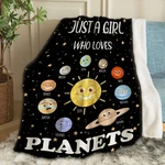 Just Girl Who Loves Planets Throw Blanket Fannel Fleece Super Soft Funny Bl.... Fixed Price $40.82.