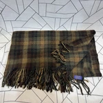 Vtg 60S Pendleton Wool Blanket Throw Green Black Plaid Tartan Check Fringe Read. Fixed Price $118.34.