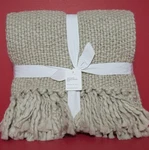 Pottery Barn Textured Basketweave Knit Throw, 50"W 60"L Oatmeal Nwt. Fixed Price $75.95.