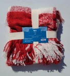 Pier 1 Imports Red & White Large Plaid Throw Blanket Jet New 50 X60. Fixed Price $32.00.