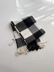 New Abercrombie & Fitch Plaid Check Blanket Fringe Scarf White Black. Fixed Price $25.00.