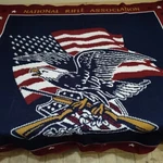 Large Nra National Rifle Association Afghan Throw Blanket Knitted 45" By. Fixed Price $31.50.