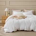 Duvet Cover Cal King 104 X98 100% Washed Cotton Natural White 3 Piece Bedsure. Fixed Price $124.99.